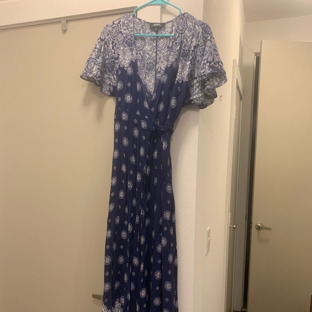 Lulus Navy Wrap Maxi Dress